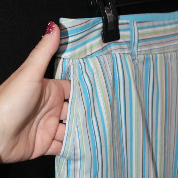 IZOD Stretch Capris Pants Striped Cotton 4 Pockets - Picture 4 of 10